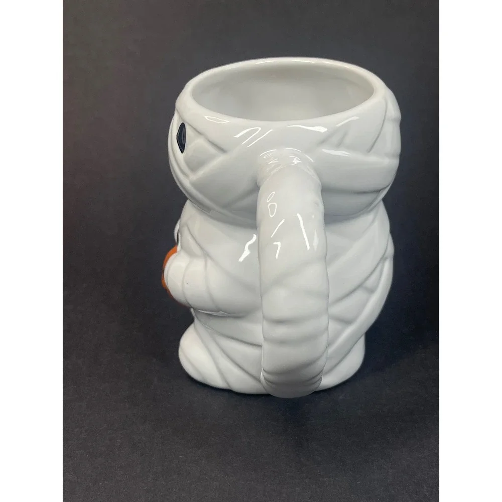 Halloween Mummy Mug Ceramic 16oz Figural Pumpkin Bucket White
